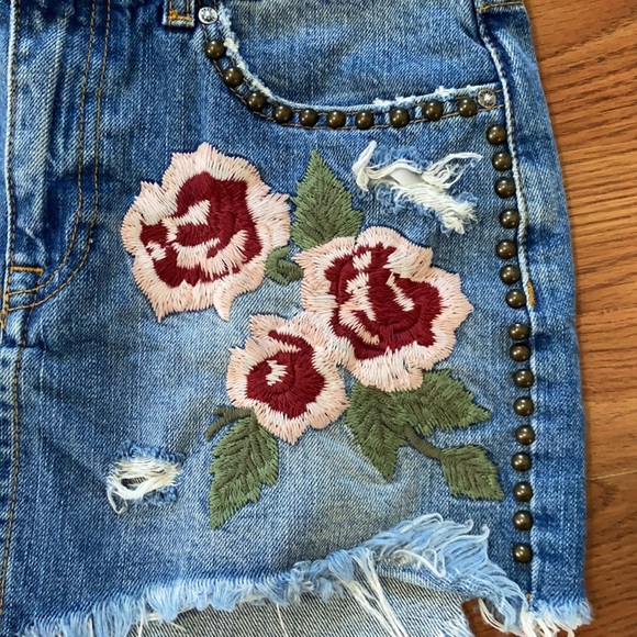 Free People Wild Rose Denim Mini Skirt - Picture 3 of 5